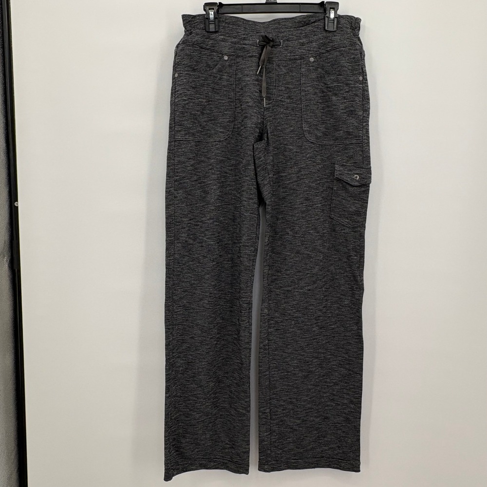 Kuhl Womens Gray Space Dye Wide Leg Cargo Pants Size 12 Reg Drawstring Stretch